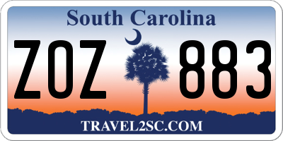 SC license plate ZOZ883