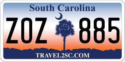 SC license plate ZOZ885
