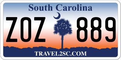 SC license plate ZOZ889