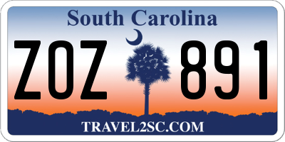 SC license plate ZOZ891