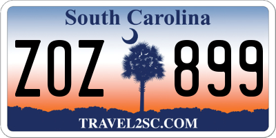 SC license plate ZOZ899