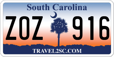 SC license plate ZOZ916