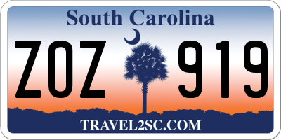 SC license plate ZOZ919