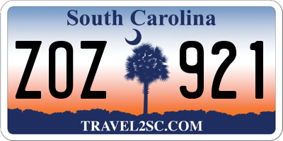 SC license plate ZOZ921