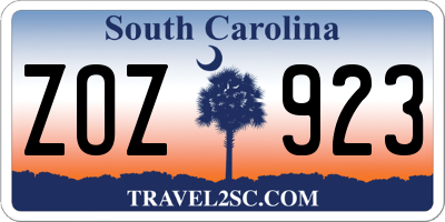 SC license plate ZOZ923