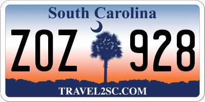 SC license plate ZOZ928