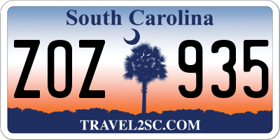 SC license plate ZOZ935
