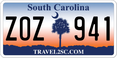 SC license plate ZOZ941