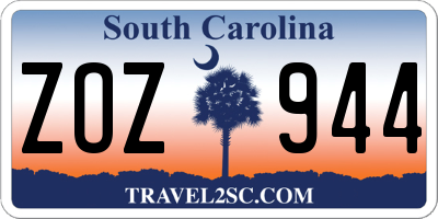 SC license plate ZOZ944