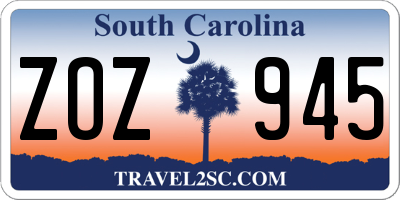 SC license plate ZOZ945