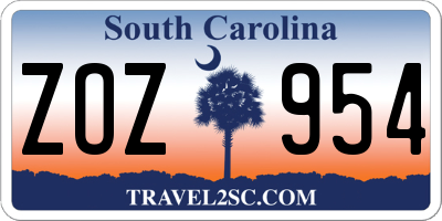 SC license plate ZOZ954