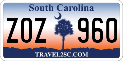 SC license plate ZOZ960