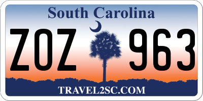 SC license plate ZOZ963