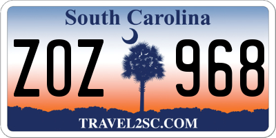 SC license plate ZOZ968