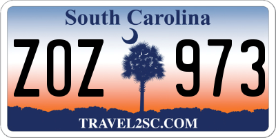 SC license plate ZOZ973