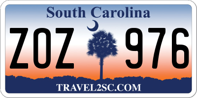 SC license plate ZOZ976