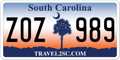 SC license plate ZOZ989