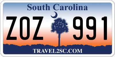 SC license plate ZOZ991