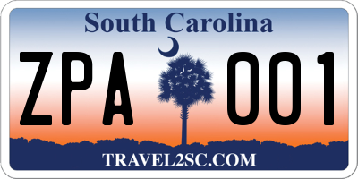 SC license plate ZPA001