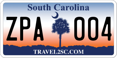 SC license plate ZPA004