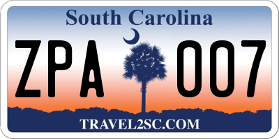 SC license plate ZPA007