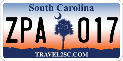 SC license plate ZPA017