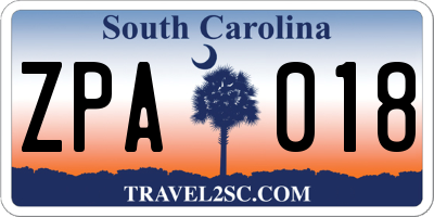 SC license plate ZPA018