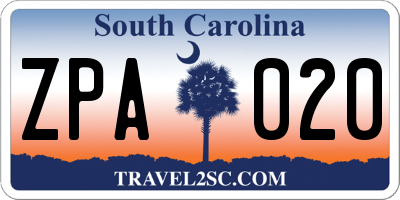 SC license plate ZPA020