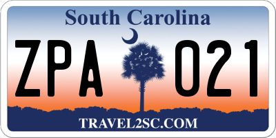 SC license plate ZPA021