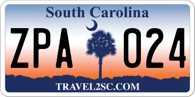 SC license plate ZPA024