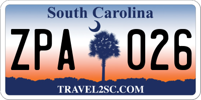 SC license plate ZPA026