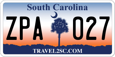 SC license plate ZPA027