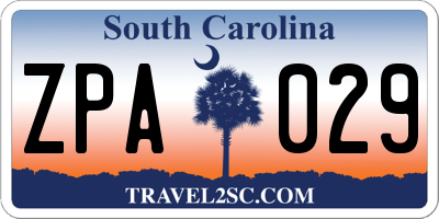 SC license plate ZPA029