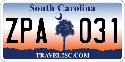 SC license plate ZPA031