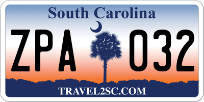 SC license plate ZPA032