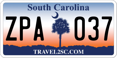 SC license plate ZPA037
