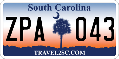 SC license plate ZPA043