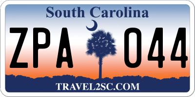SC license plate ZPA044