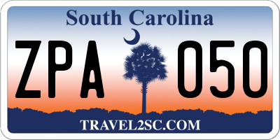 SC license plate ZPA050