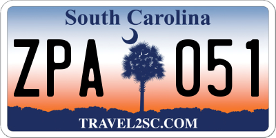 SC license plate ZPA051