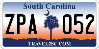 SC license plate ZPA052
