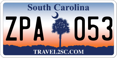 SC license plate ZPA053