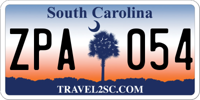 SC license plate ZPA054