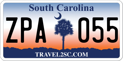SC license plate ZPA055