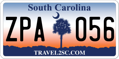 SC license plate ZPA056