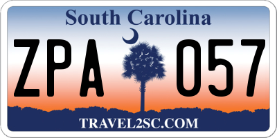 SC license plate ZPA057