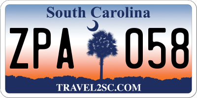 SC license plate ZPA058