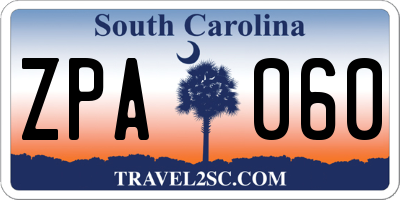 SC license plate ZPA060