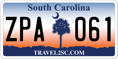 SC license plate ZPA061