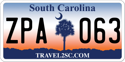 SC license plate ZPA063